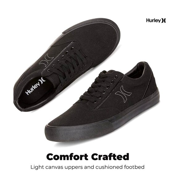 Hurley 9 Sneaker Men Arlo Canvas Lace-up Casual Shoes Classic Black Athleisure - Picture 10 of 13